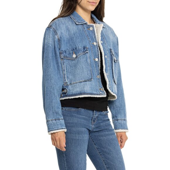 NEW BlankNYC Crash Course fur lining Jacket cotton denim 1225 3s2 - Picture 5 of 9